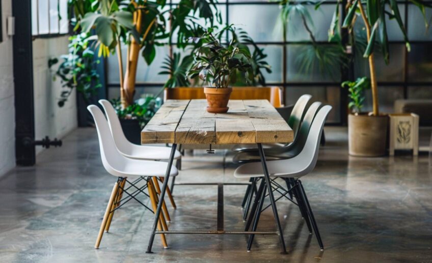 10 inspiracji na urządzenie jadalni z meblami z odzyskanych materiałów