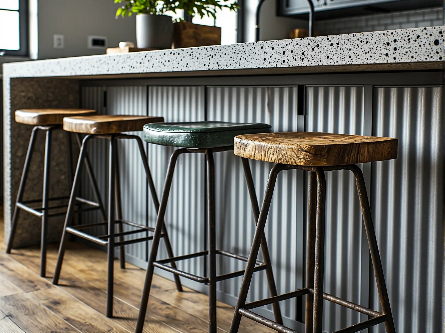 Czarne metalowe regały na naczynia w industrialnym stylu