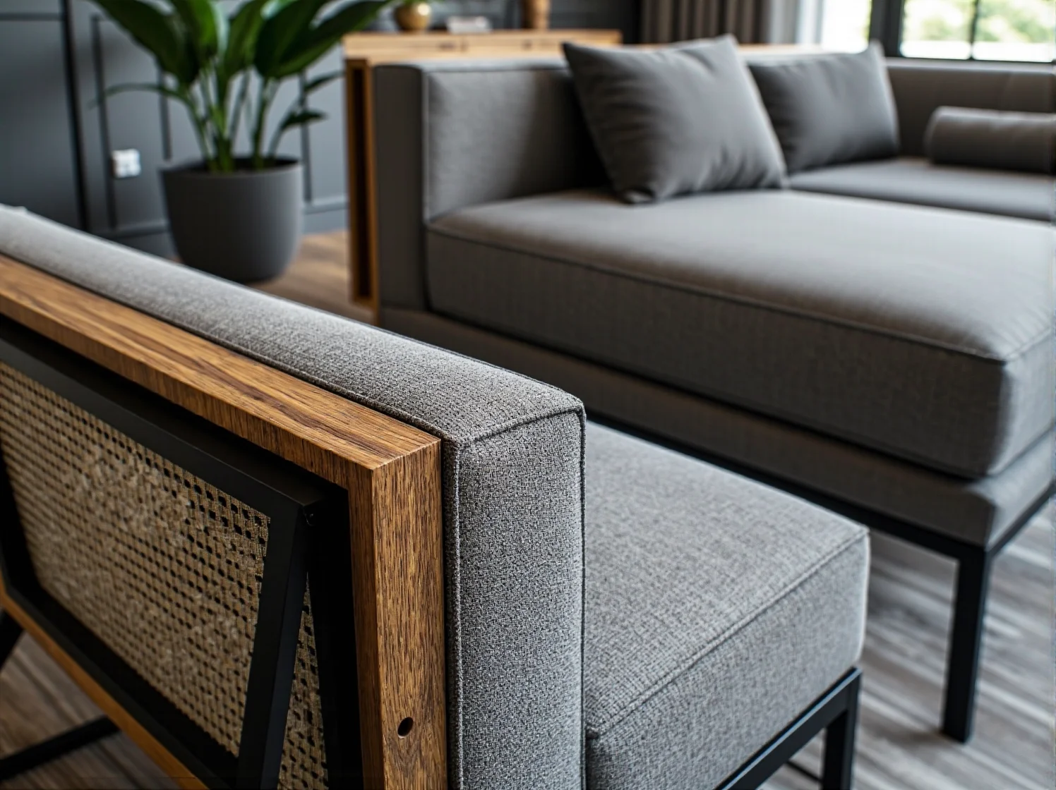 Klimatyczne dodatki do ogrodu boho: plecione lampiony i poduszki z frędzlami.