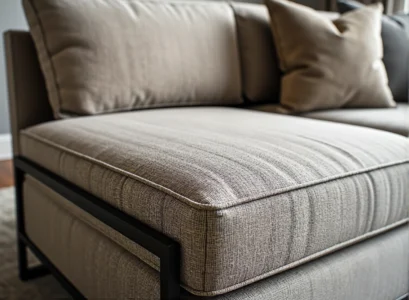 Nowoczesna sofa tapicerowana szara na metalowej czarnej ramie