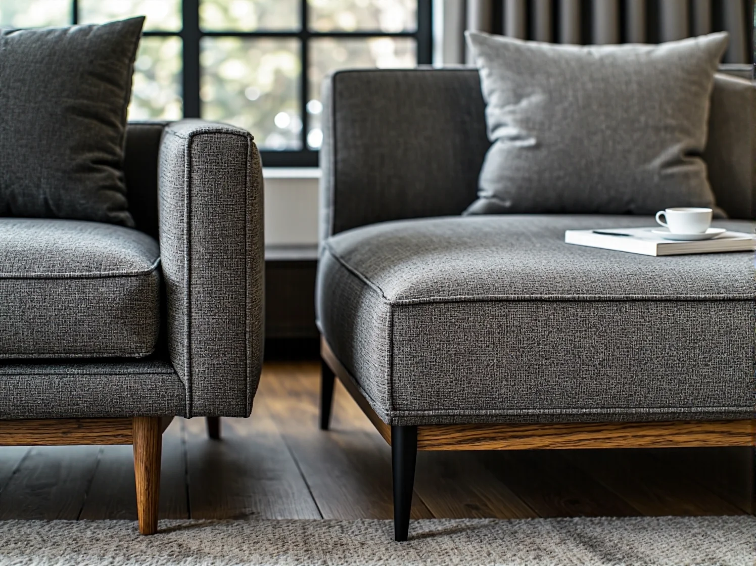 Przytulny salon połączony z kuchnią inspirowany filozofią hygge.