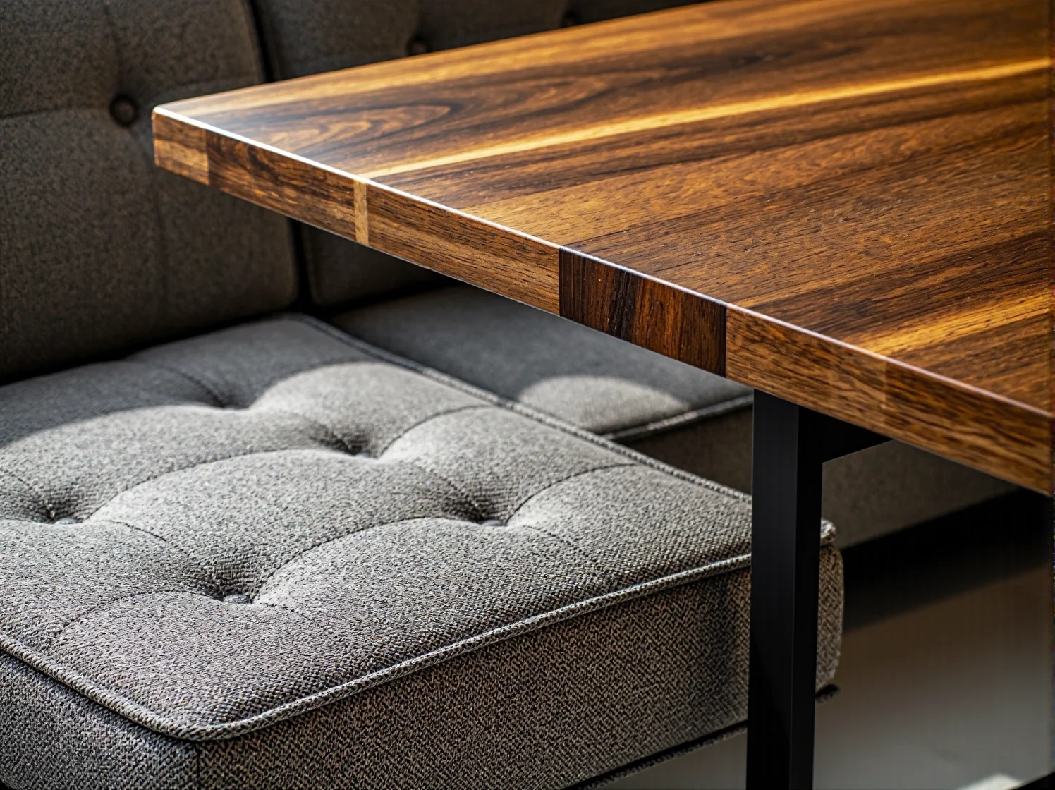 Solidne drewniane stoły z metalowymi nogami do restauracji