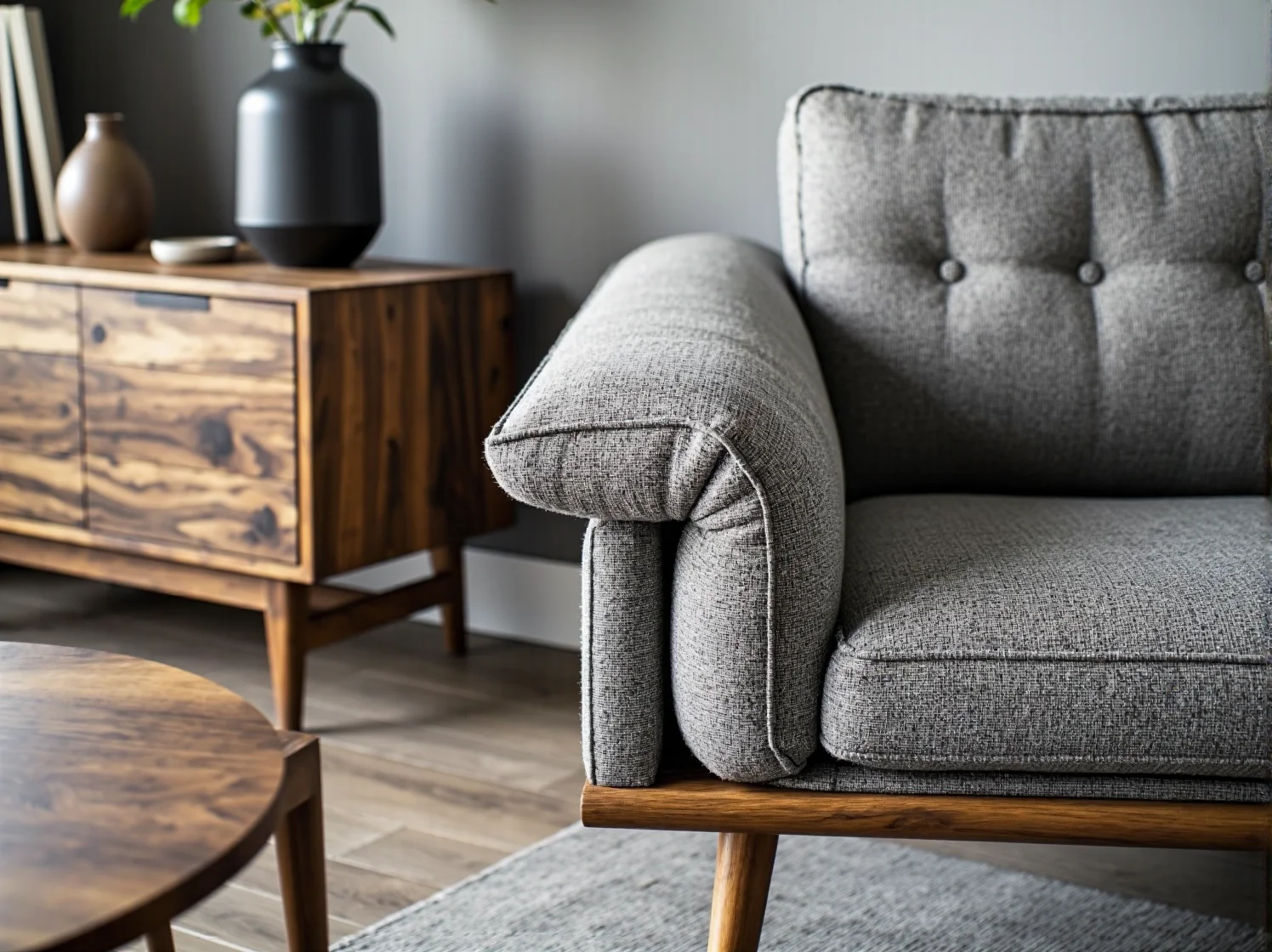 Wieczorny relaks na tarasie z modułowymi leżakami, oświetleniem i kocami w stylu skandynawskim.